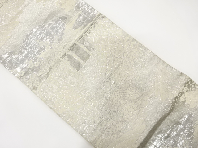 几帳に屋敷風景模様織り出し　袋帯